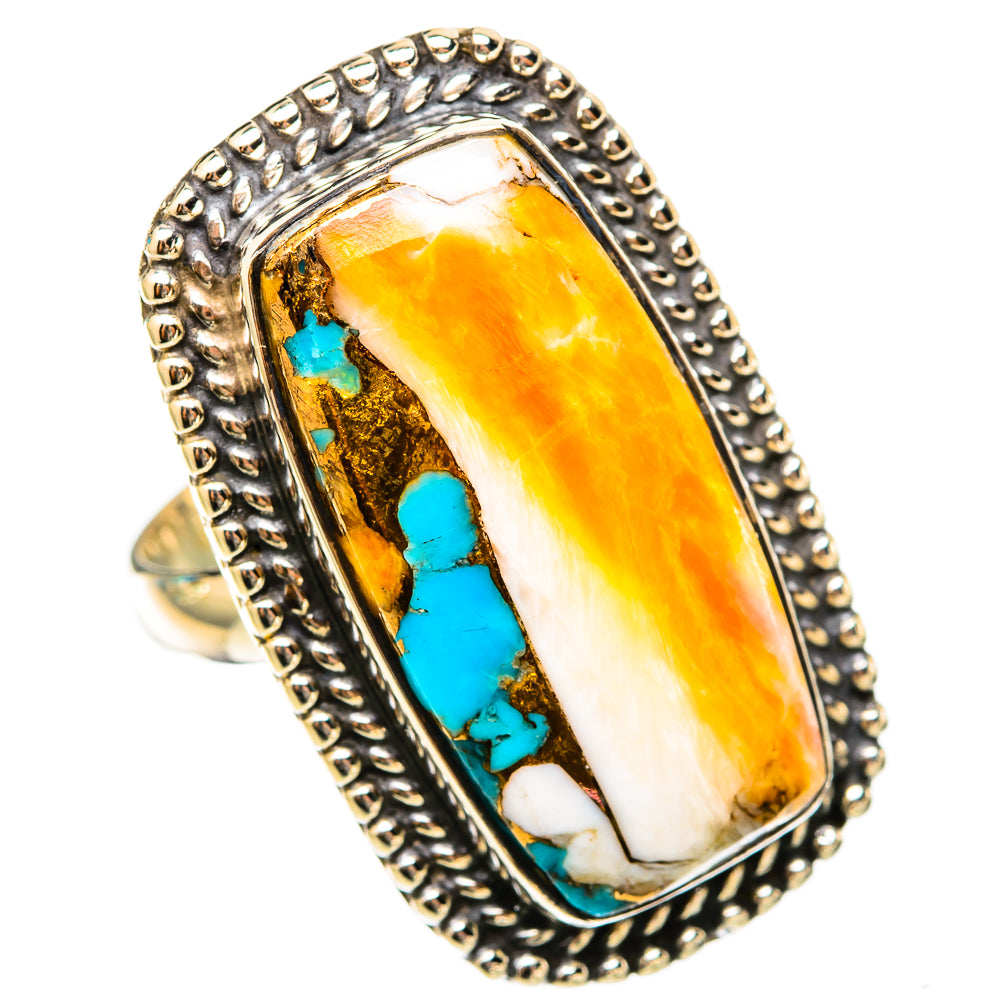 Spiny Oyster Turquoise Rings handcrafted by Ana Silver Co - RING117939 - Photo 2