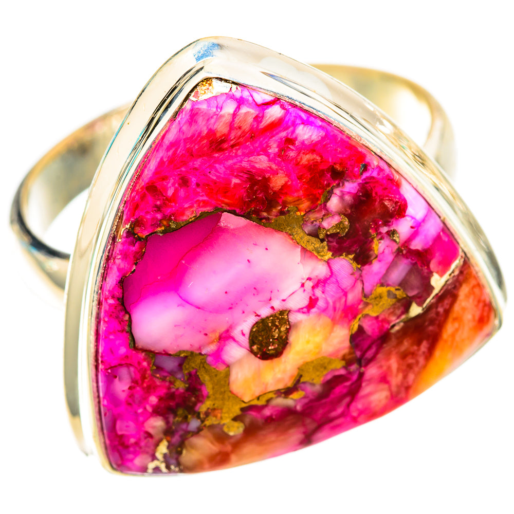 Kingman Pink Dahlia Turquoise Rings handcrafted by Ana Silver Co - RING117949 - Photo 2