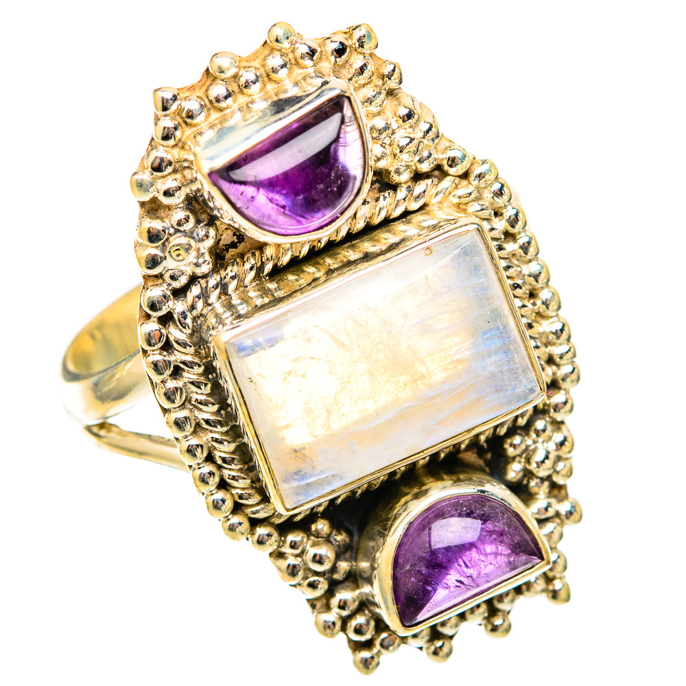 Rainbow Moonstone Rings handcrafted by Ana Silver Co - RING117953 - Photo 2