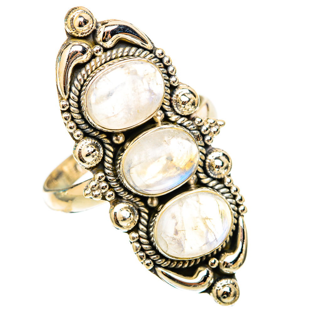 Rainbow Moonstone Rings handcrafted by Ana Silver Co - RING117956 - Photo 2