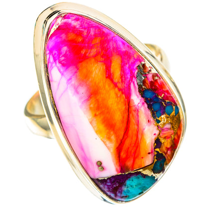 Kingman Pink Dahlia Turquoise Rings handcrafted by Ana Silver Co - RING117961 - Photo 2