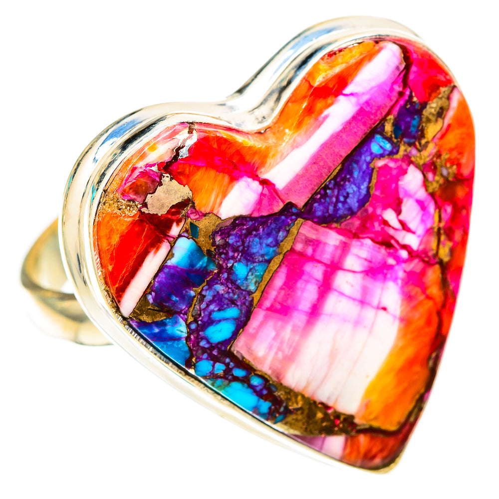 Kingman Pink Dahlia Turquoise Rings handcrafted by Ana Silver Co - RING117962 - Photo 2