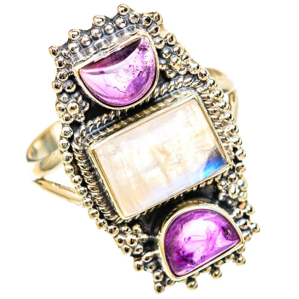 Rainbow Moonstone Rings handcrafted by Ana Silver Co - RING117977 - Photo 2