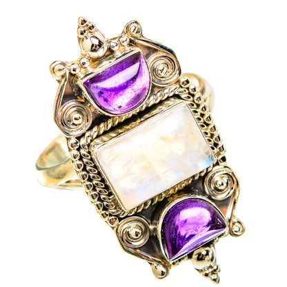 Rainbow Moonstone Rings handcrafted by Ana Silver Co - RING117978 - Photo 2