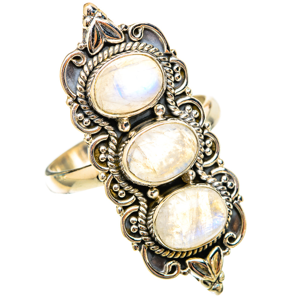 Rainbow Moonstone Rings handcrafted by Ana Silver Co - RING117982 - Photo 2