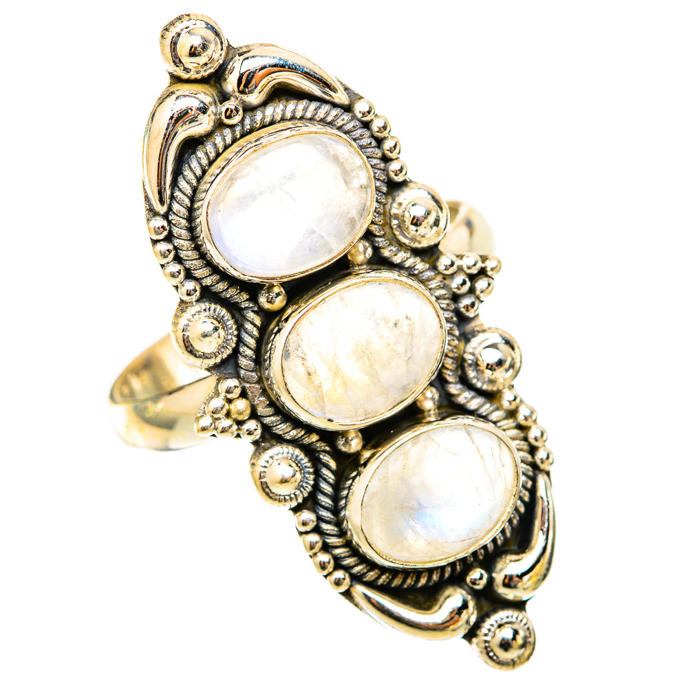 Rainbow Moonstone Rings handcrafted by Ana Silver Co - RING117983 - Photo 2