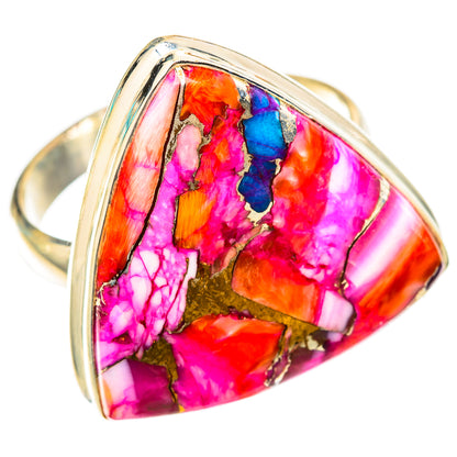 Kingman Pink Dahlia Turquoise Rings handcrafted by Ana Silver Co - RING117985 - Photo 2