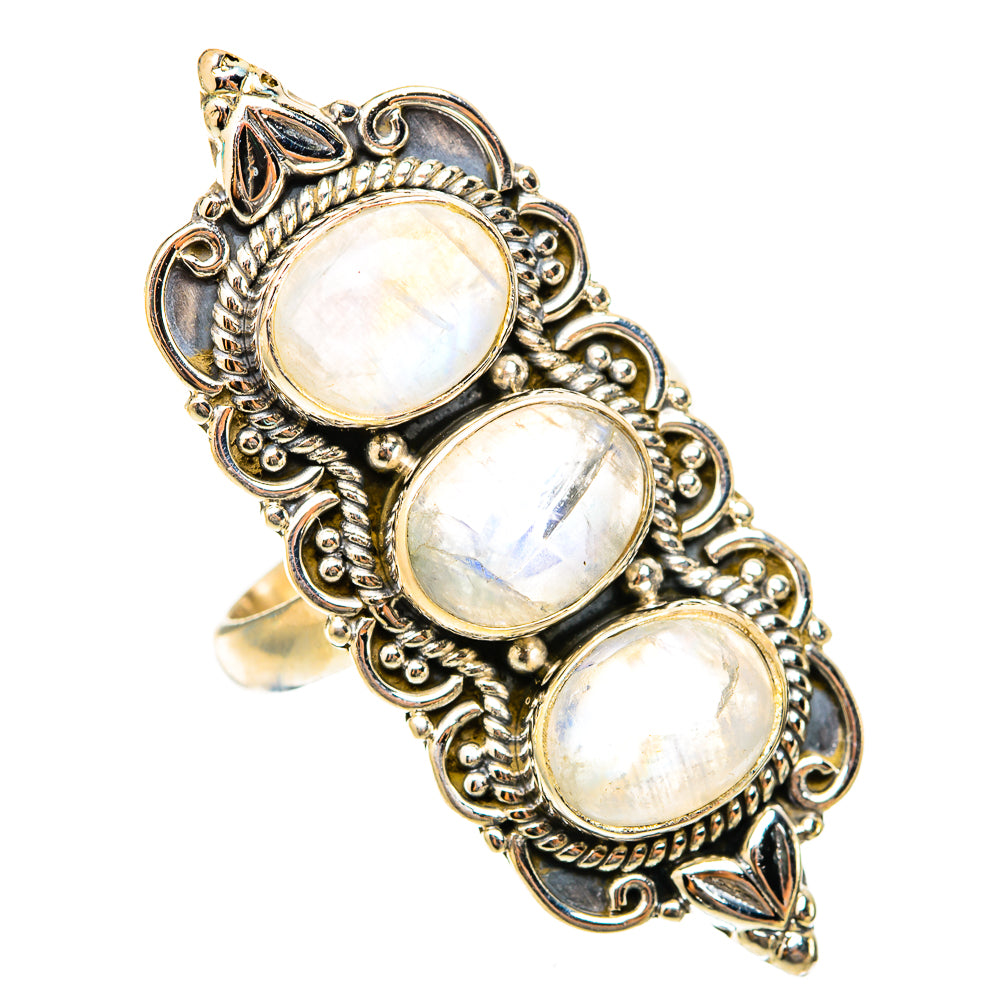 Rainbow Moonstone Rings handcrafted by Ana Silver Co - RING117996 - Photo 2