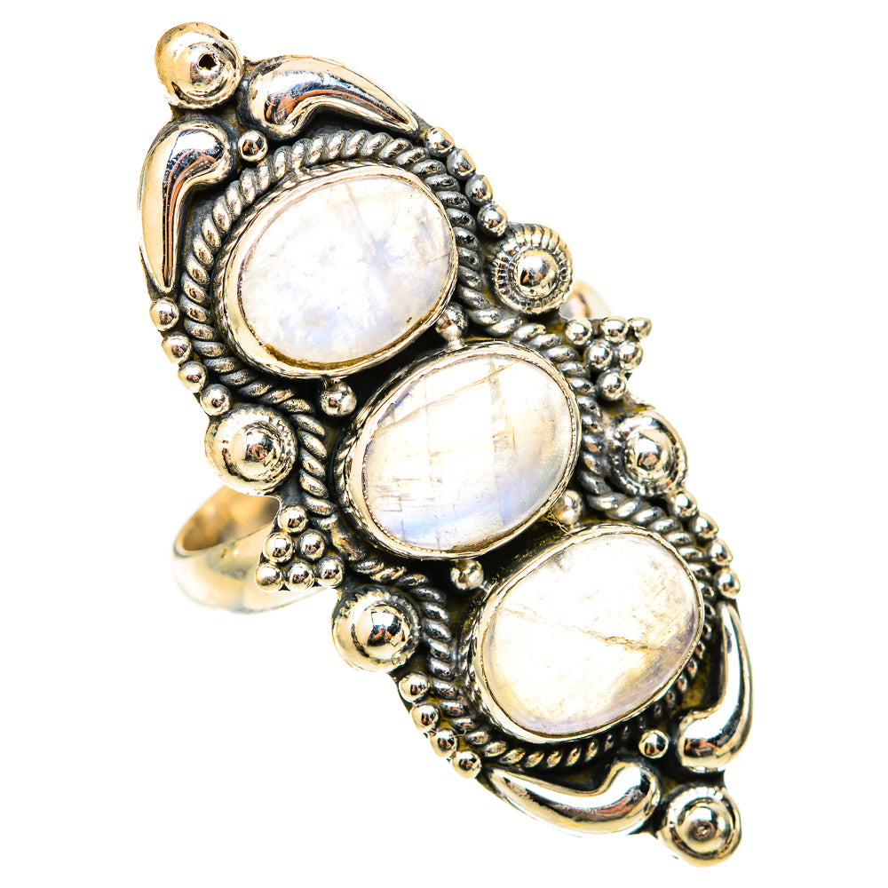 Rainbow Moonstone Rings handcrafted by Ana Silver Co - RING117997 - Photo 2