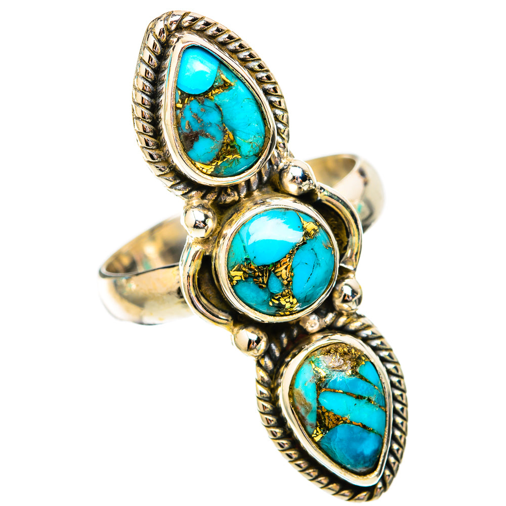 Blue Copper Composite Turquoise Rings handcrafted by Ana Silver Co - RING118000 - Photo 2