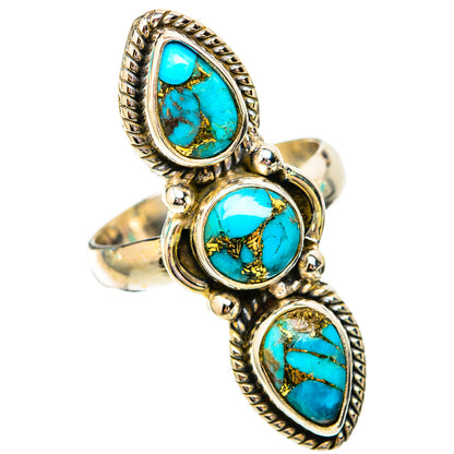 Blue Copper Composite Turquoise Rings handcrafted by Ana Silver Co - RING118000 - Photo 2