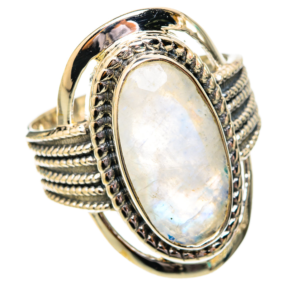 Rainbow Moonstone Rings handcrafted by Ana Silver Co - RING118017 - Photo 2