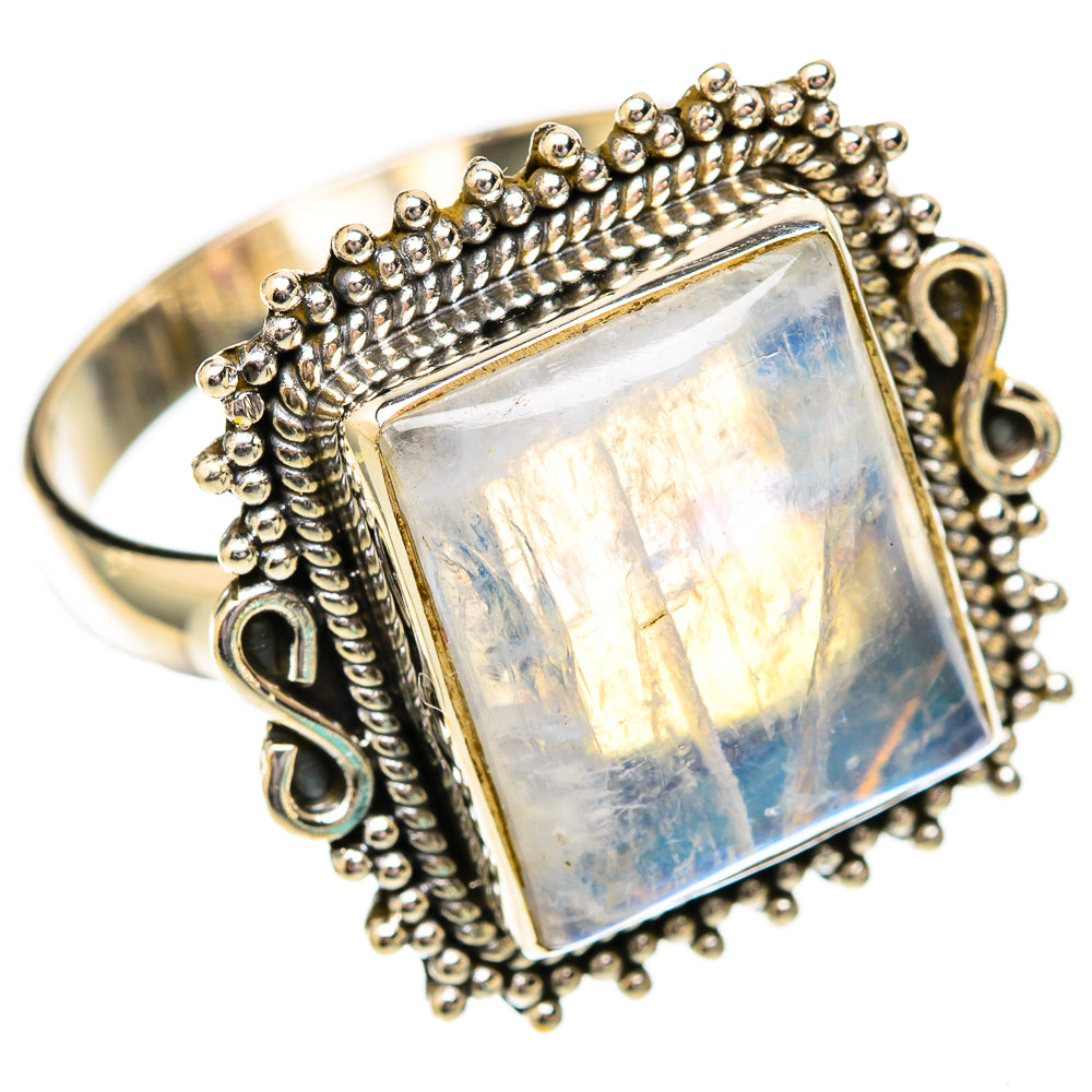 Rainbow Moonstone Rings handcrafted by Ana Silver Co - RING118021 - Photo 2