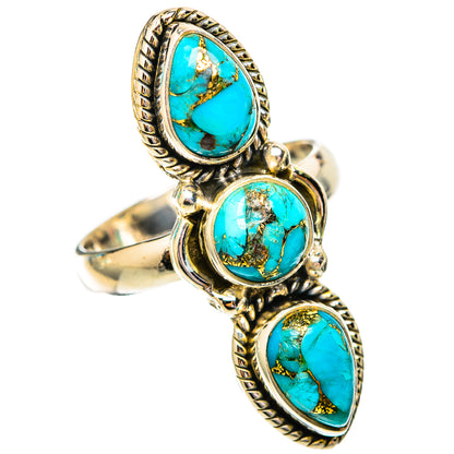 Blue Copper Composite Turquoise Rings handcrafted by Ana Silver Co - RING118025 - Photo 2