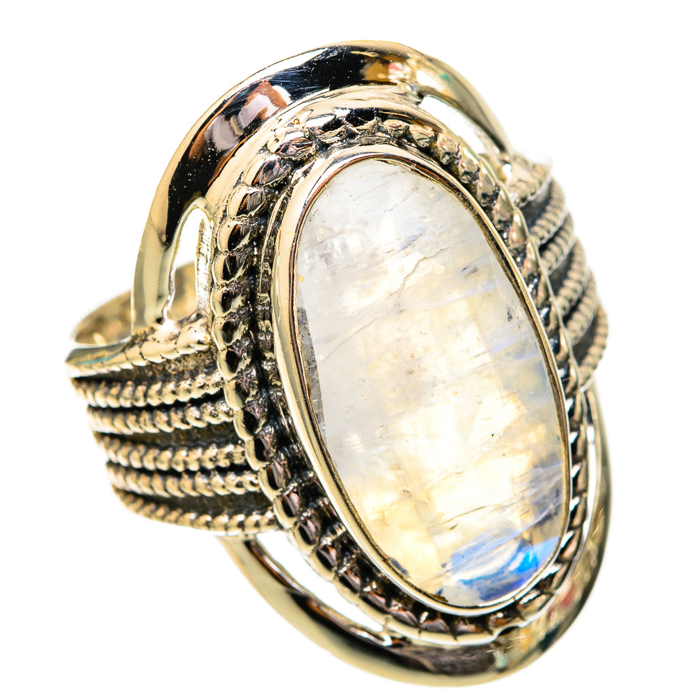 Rainbow Moonstone Rings handcrafted by Ana Silver Co - RING118039 - Photo 2