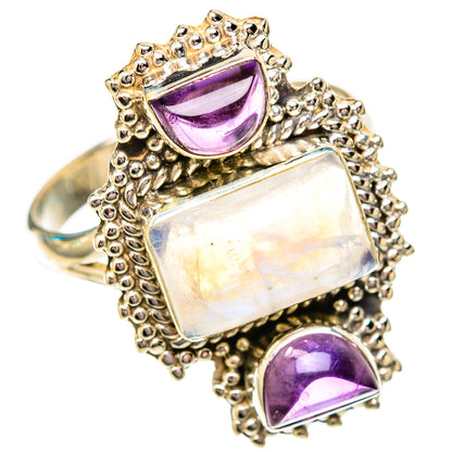 Rainbow Moonstone Rings handcrafted by Ana Silver Co - RING118056 - Photo 2