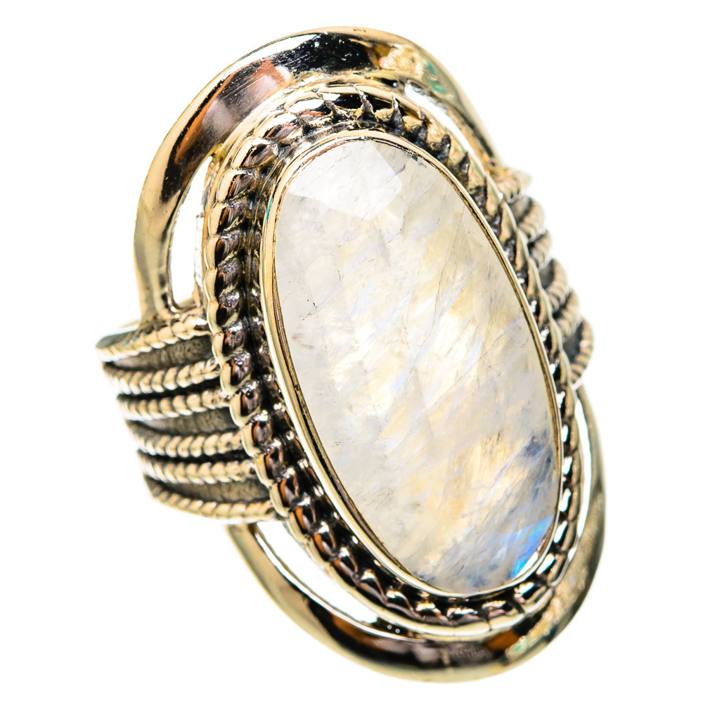 Rainbow Moonstone Rings handcrafted by Ana Silver Co - RING118058 - Photo 2