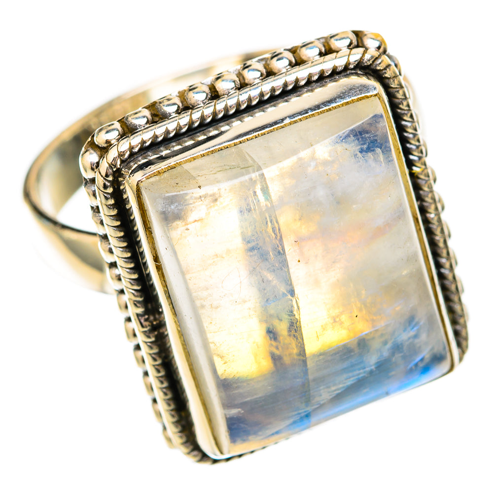 Rainbow Moonstone Rings handcrafted by Ana Silver Co - RING118062 - Photo 2