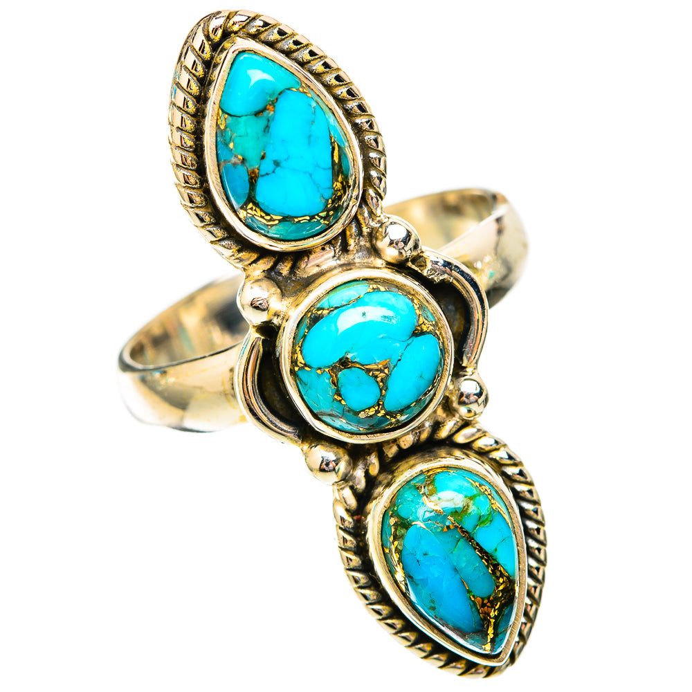 Blue Copper Composite Turquoise Rings handcrafted by Ana Silver Co - RING118066 - Photo 2