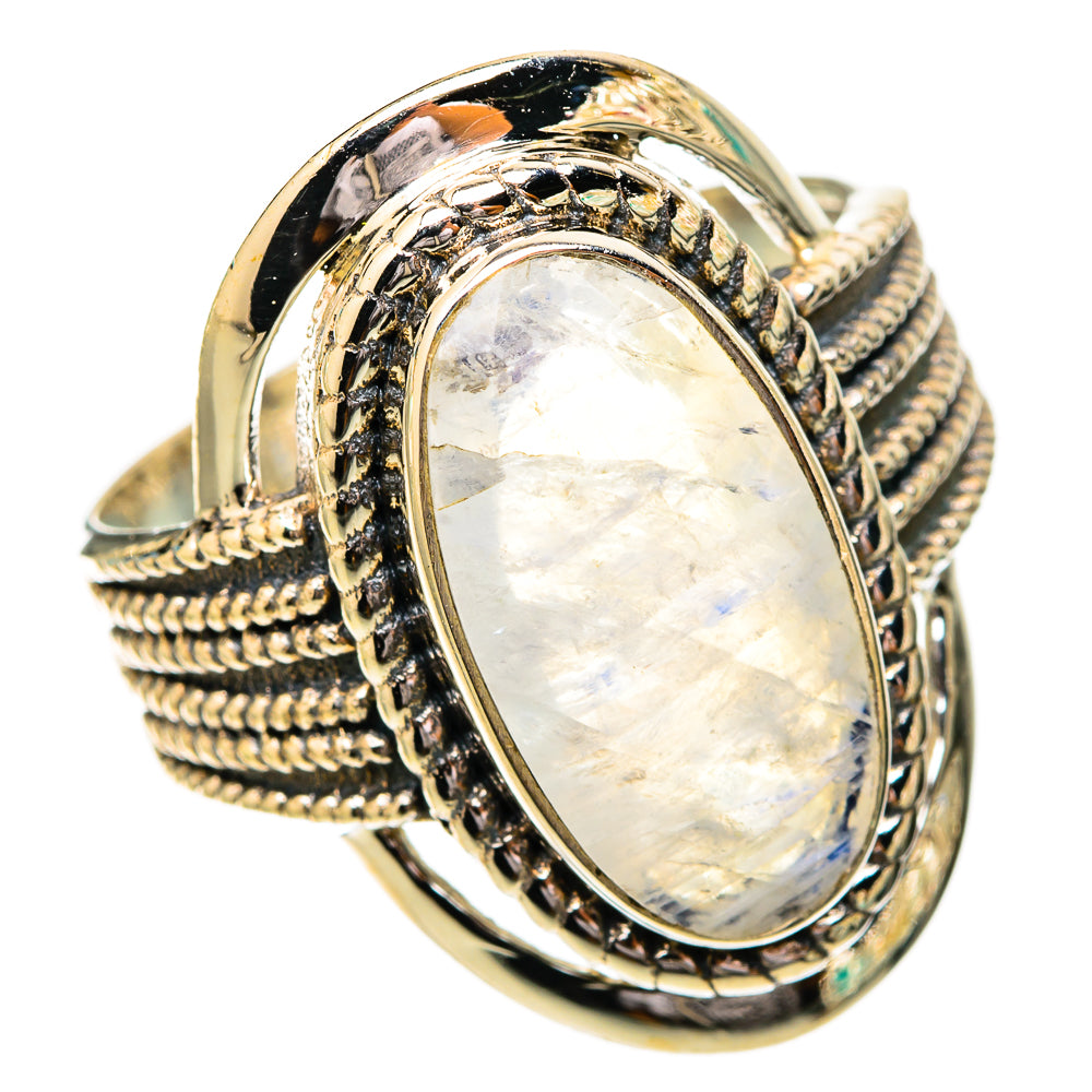 Rainbow Moonstone Rings handcrafted by Ana Silver Co - RING118078 - Photo 2