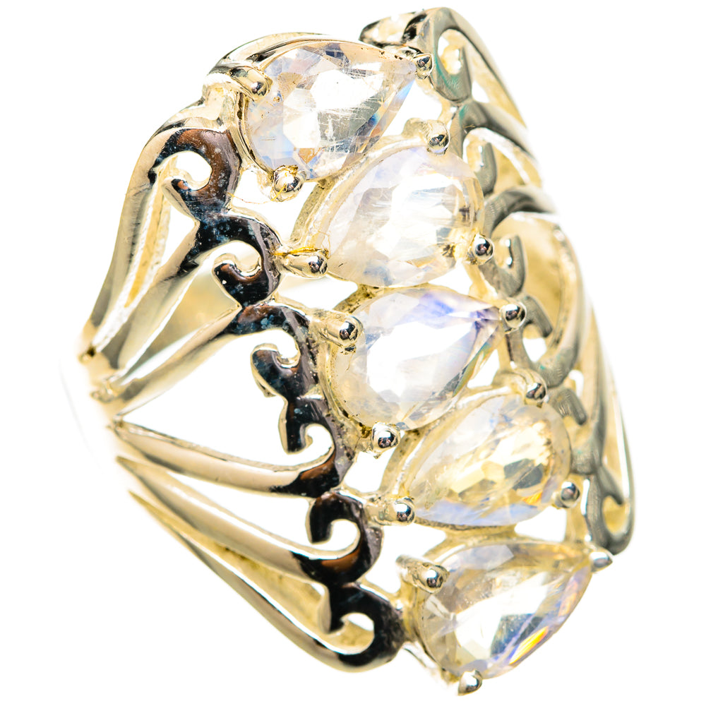 Rainbow Moonstone Rings handcrafted by Ana Silver Co - RING118079 - Photo 2