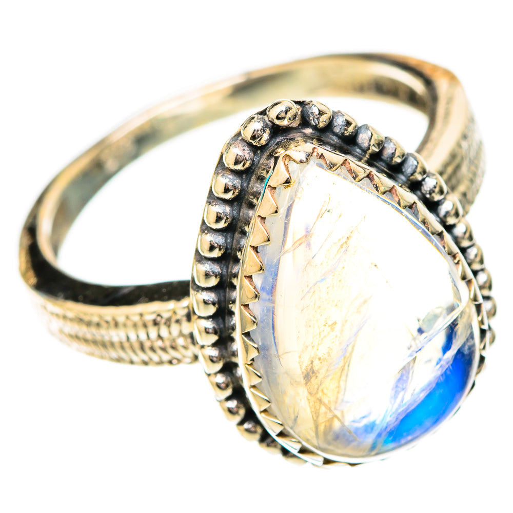 Rainbow Moonstone Rings handcrafted by Ana Silver Co - RING118081 - Photo 2