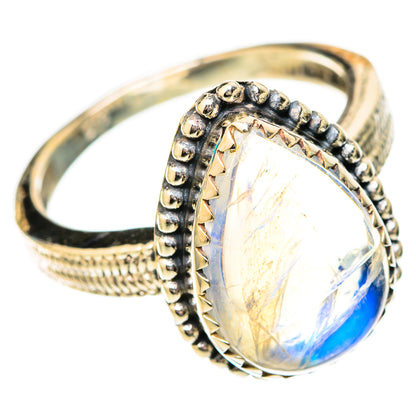 Rainbow Moonstone Rings handcrafted by Ana Silver Co - RING118081 - Photo 2