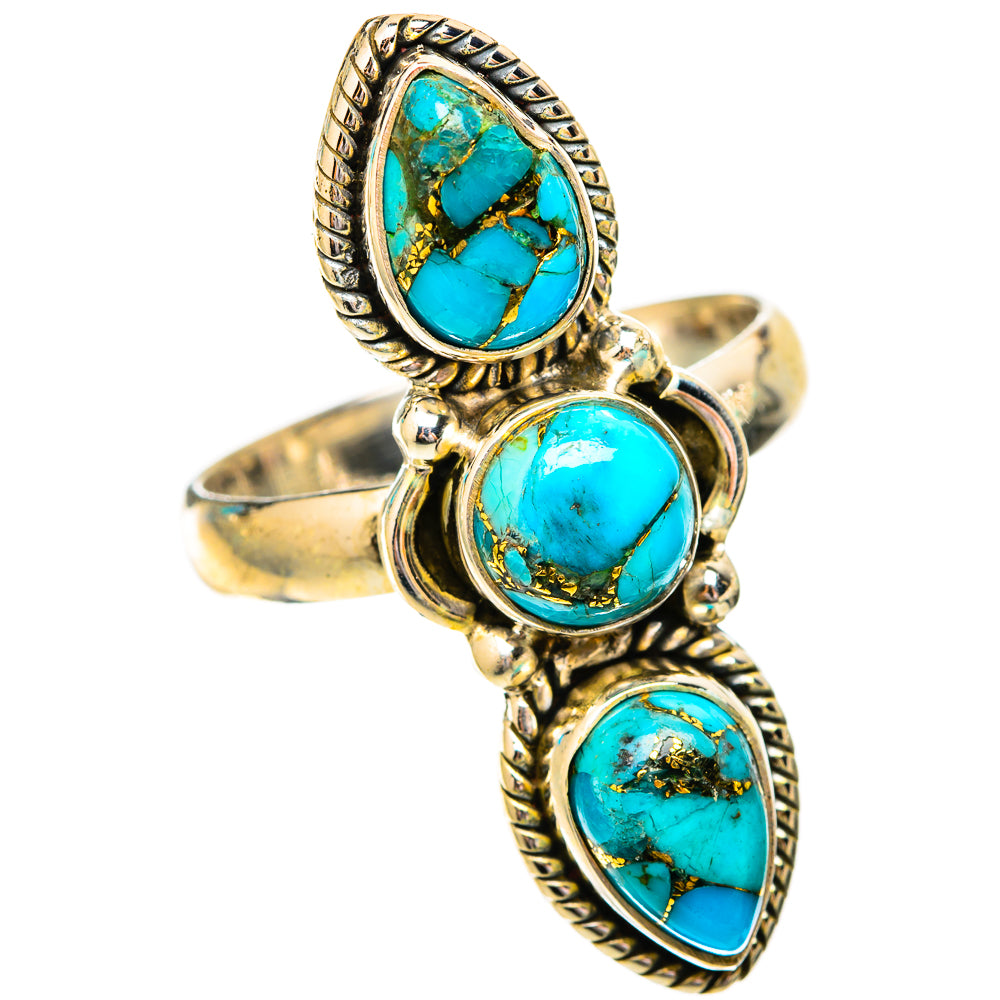 Blue Copper Composite Turquoise Rings handcrafted by Ana Silver Co - RING118086 - Photo 2