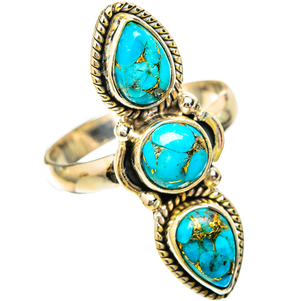 Blue Copper Composite Turquoise Rings handcrafted by Ana Silver Co - RING118106 - Photo 2