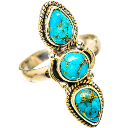 Blue Copper Composite Turquoise Rings handcrafted by Ana Silver Co - RING118106 - Photo 2