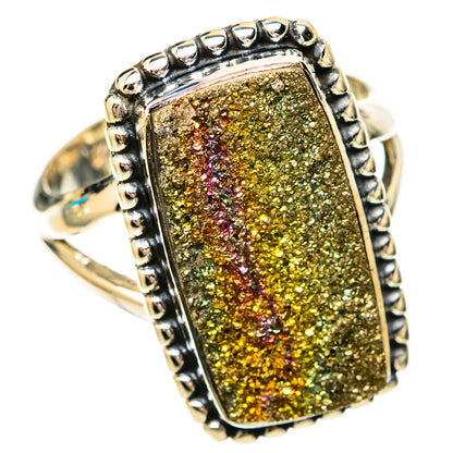 Spectro Pyrite Druzy Rings handcrafted by Ana Silver Co - RING118124 - Photo 2
