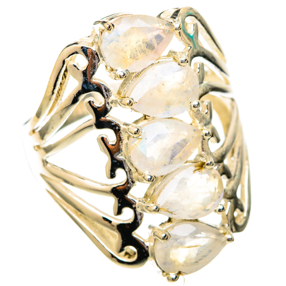 Rainbow Moonstone Rings handcrafted by Ana Silver Co - RING118127 - Photo 2