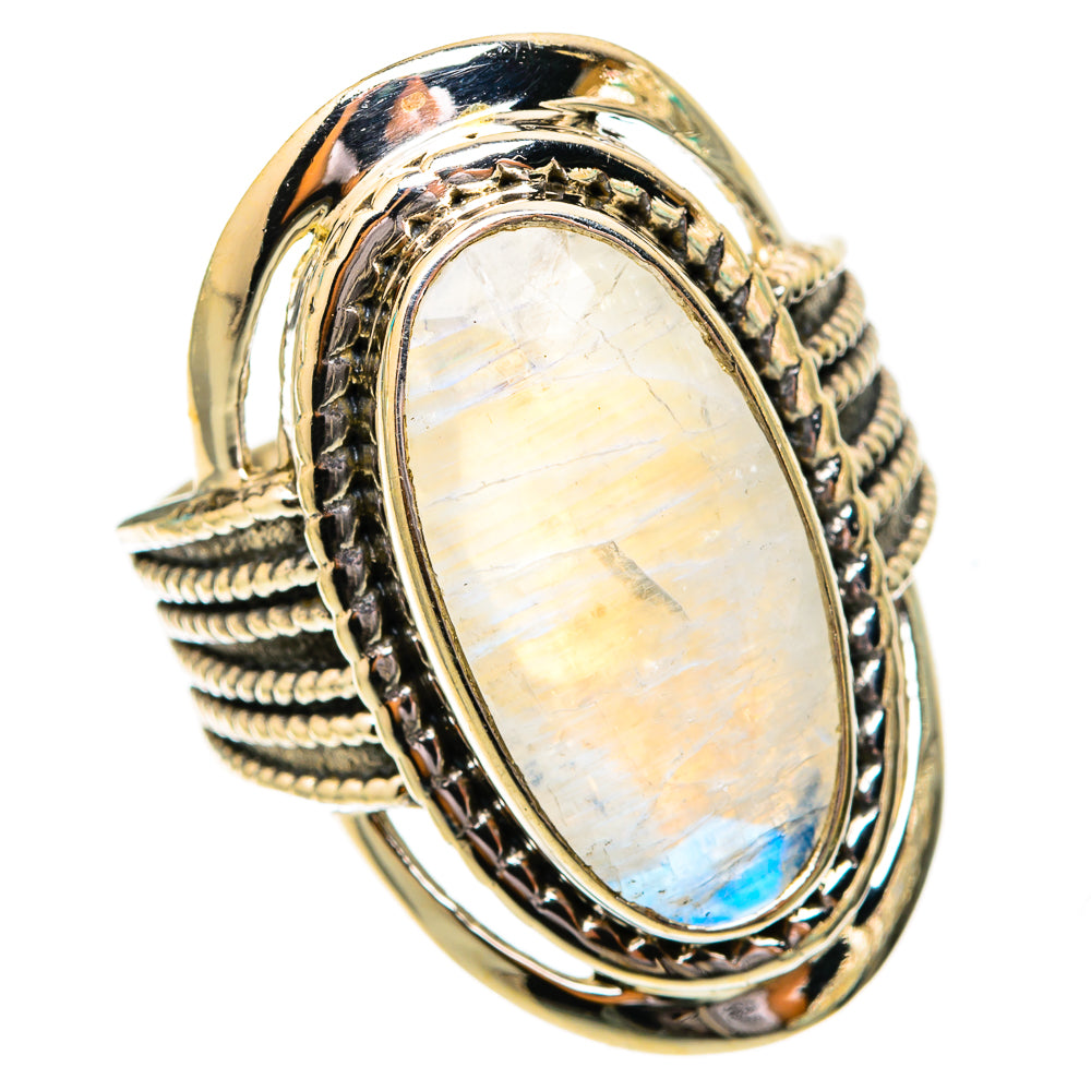 Rainbow Moonstone Rings handcrafted by Ana Silver Co - RING118128 - Photo 2