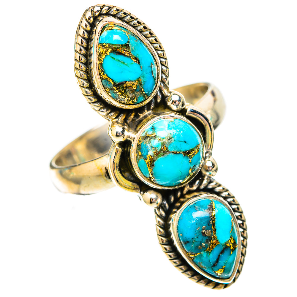 Blue Copper Composite Turquoise Rings handcrafted by Ana Silver Co - RING118133 - Photo 2