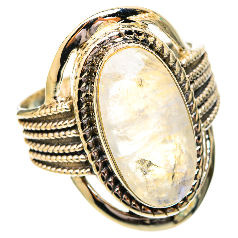 Rainbow Moonstone Rings handcrafted by Ana Silver Co - RING118156 - Photo 2