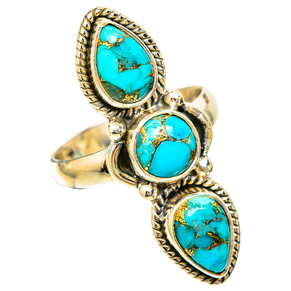 Blue Copper Composite Turquoise Rings handcrafted by Ana Silver Co - RING118181 - Photo 2
