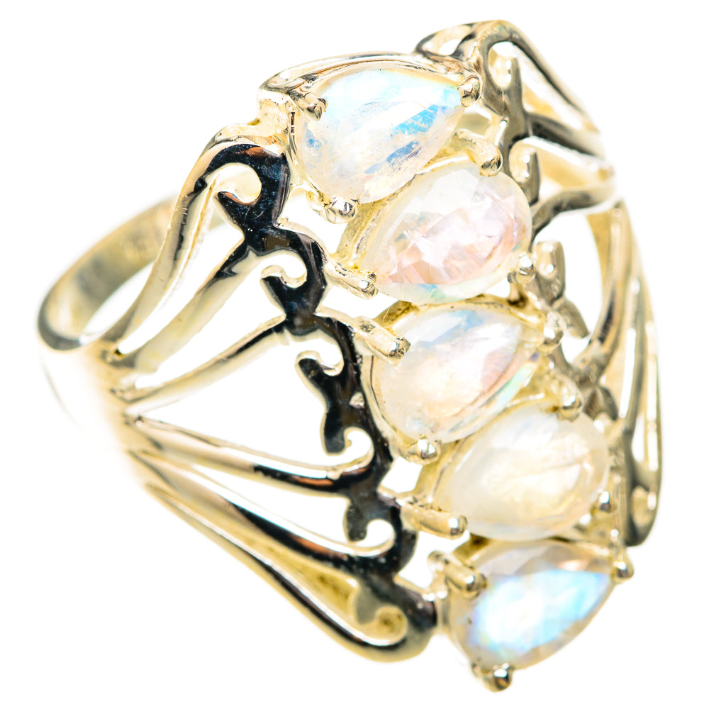 Rainbow Moonstone Rings handcrafted by Ana Silver Co - RING118195 - Photo 2