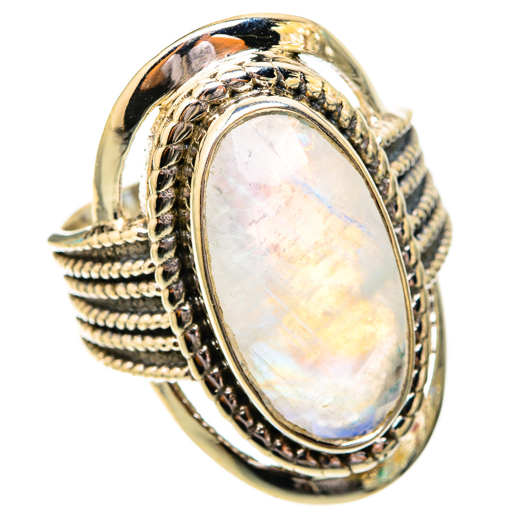 Rainbow Moonstone Rings handcrafted by Ana Silver Co - RING118196 - Photo 2
