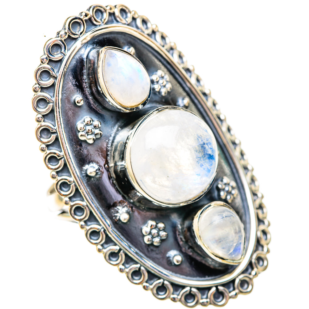 Rainbow Moonstone Rings handcrafted by Ana Silver Co - RING118226 - Photo 2
