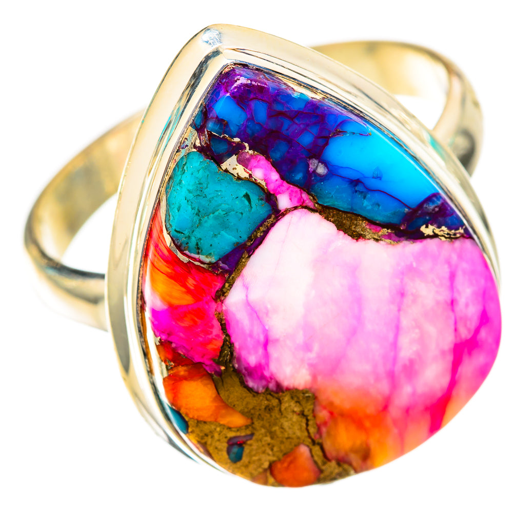 Kingman Pink Dahlia Turquoise Rings handcrafted by Ana Silver Co - RING118231 - Photo 2