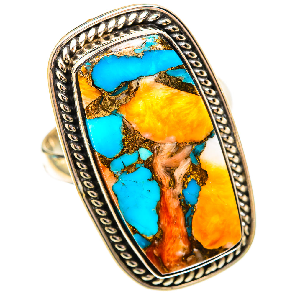 Spiny Oyster Turquoise Rings handcrafted by Ana Silver Co - RING118232 - Photo 2