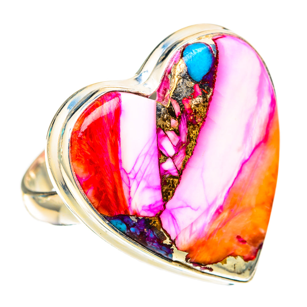 Kingman Pink Dahlia Turquoise Rings handcrafted by Ana Silver Co - RING118233 - Photo 2