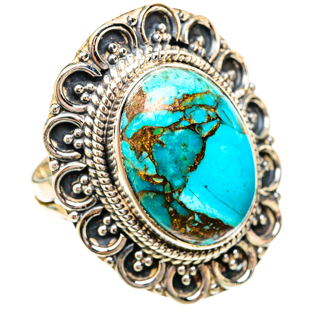 Blue Copper Composite Turquoise Rings handcrafted by Ana Silver Co - RING118239 - Photo 2