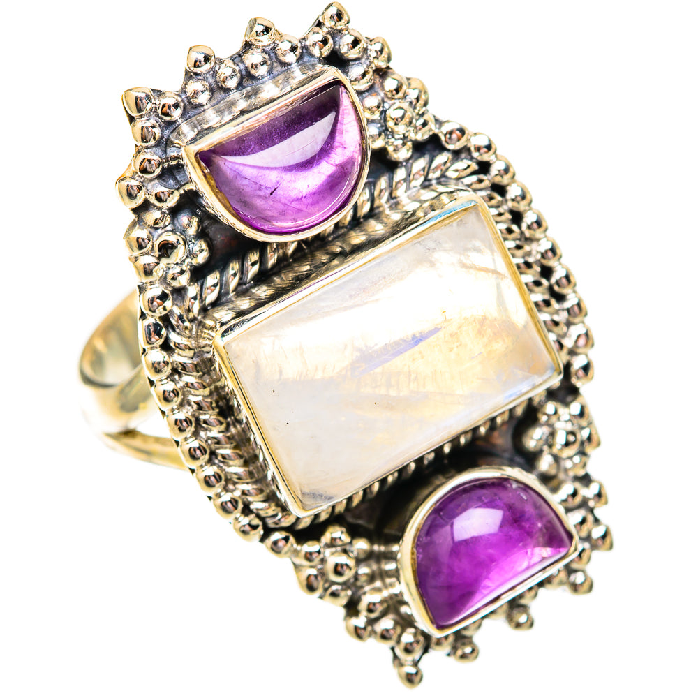 Rainbow Moonstone Rings handcrafted by Ana Silver Co - RING118259 - Photo 2