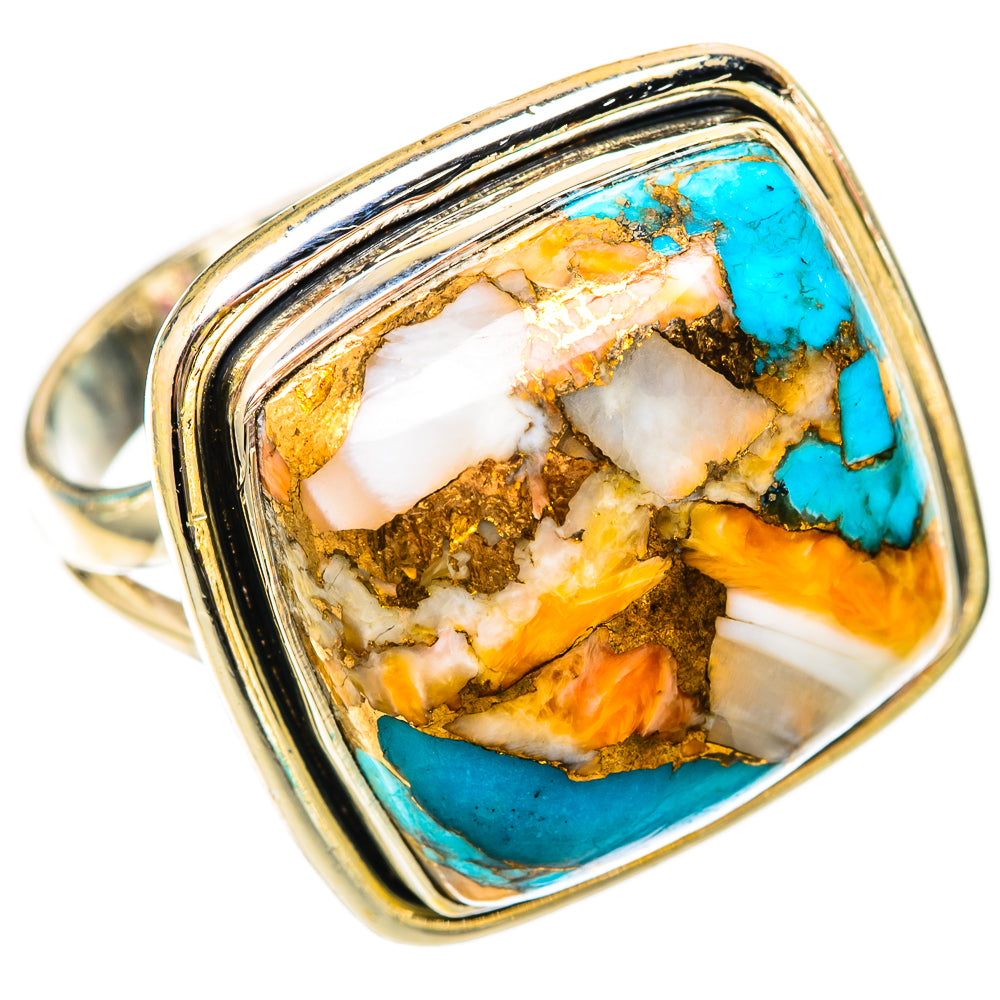 Spiny Oyster Turquoise Rings handcrafted by Ana Silver Co - RING118266 - Photo 2