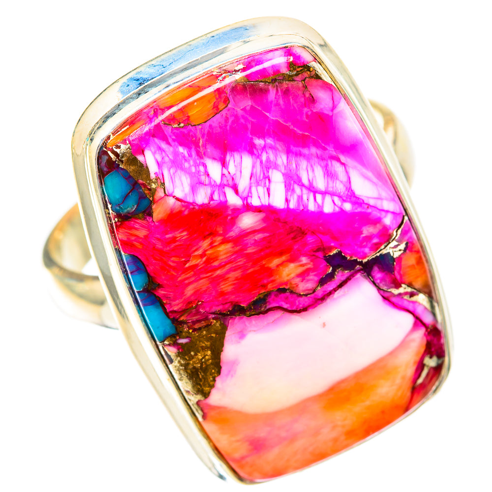 Kingman Pink Dahlia Turquoise Rings handcrafted by Ana Silver Co - RING118270 - Photo 2