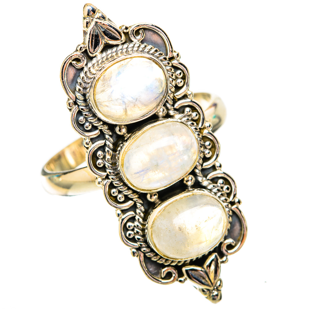 Rainbow Moonstone Rings handcrafted by Ana Silver Co - RING118291 - Photo 2