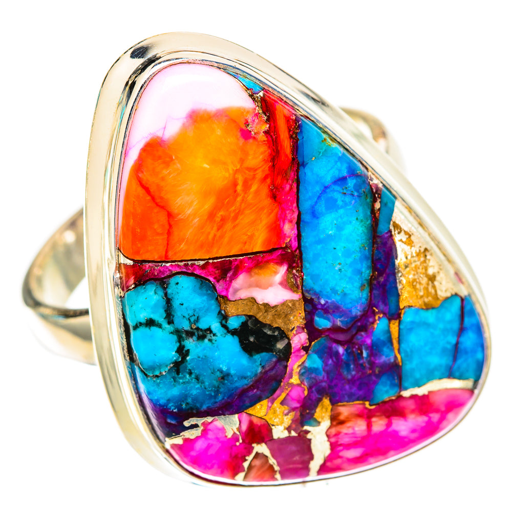 Kingman Pink Dahlia Turquoise Rings handcrafted by Ana Silver Co - RING118293 - Photo 2