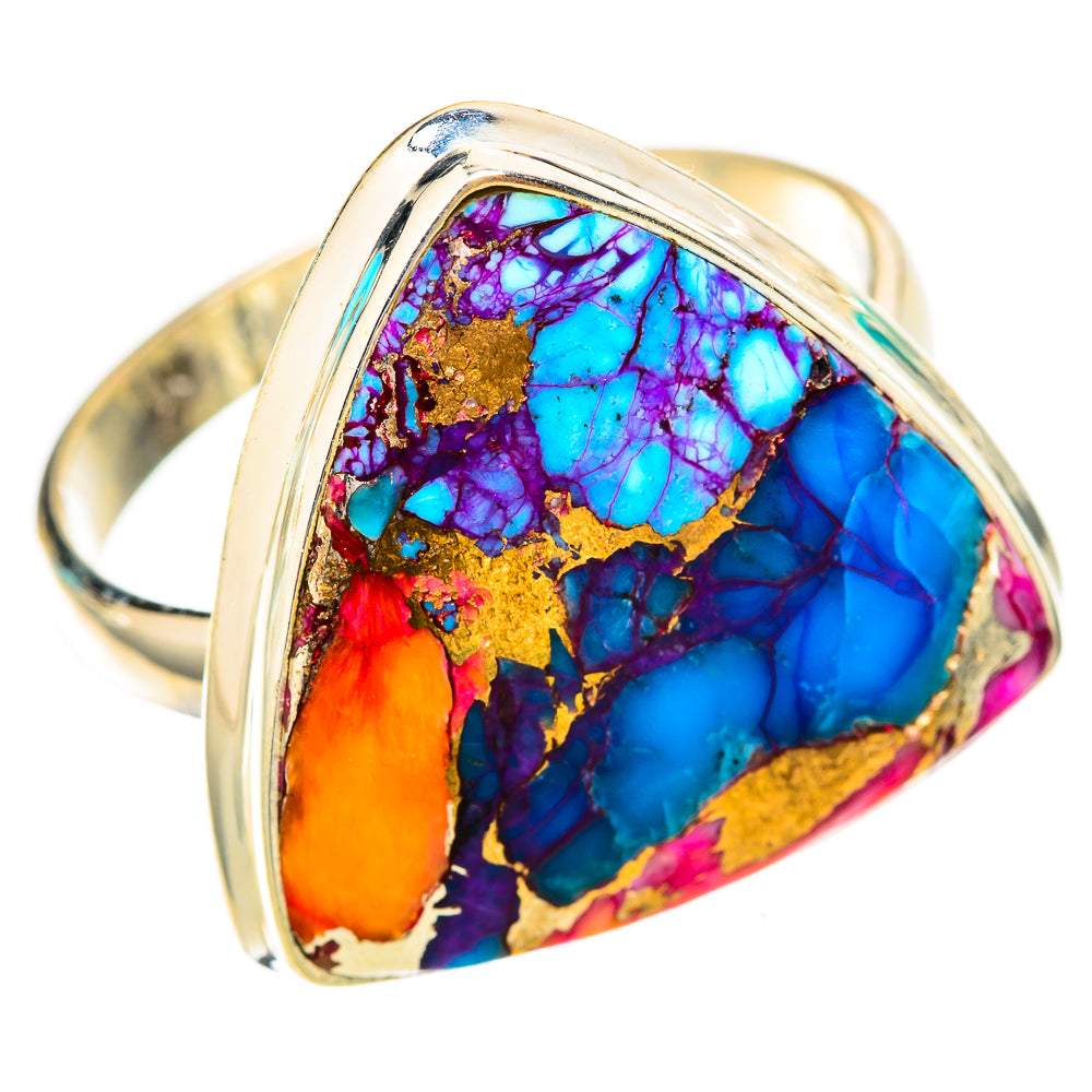 Kingman Pink Dahlia Turquoise Rings handcrafted by Ana Silver Co - RING118294 - Photo 2