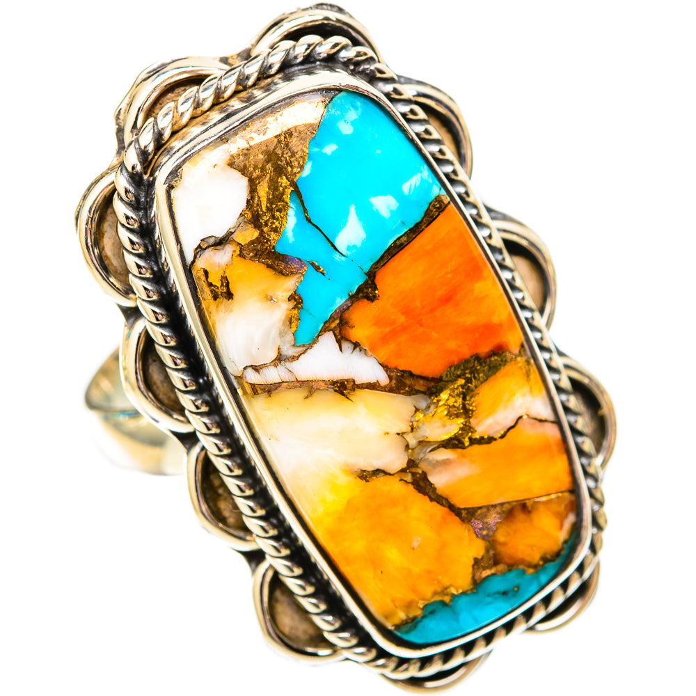 Spiny Oyster Turquoise Rings handcrafted by Ana Silver Co - RING118295 - Photo 2